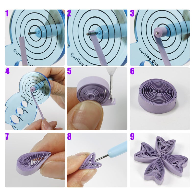 YURROAD 19pcs Beginners Quilling Tools Kit Electric Slotted Quilling Pen Template Board Curling Coach Crimper Comb Filigrana Tools Set - Image 3